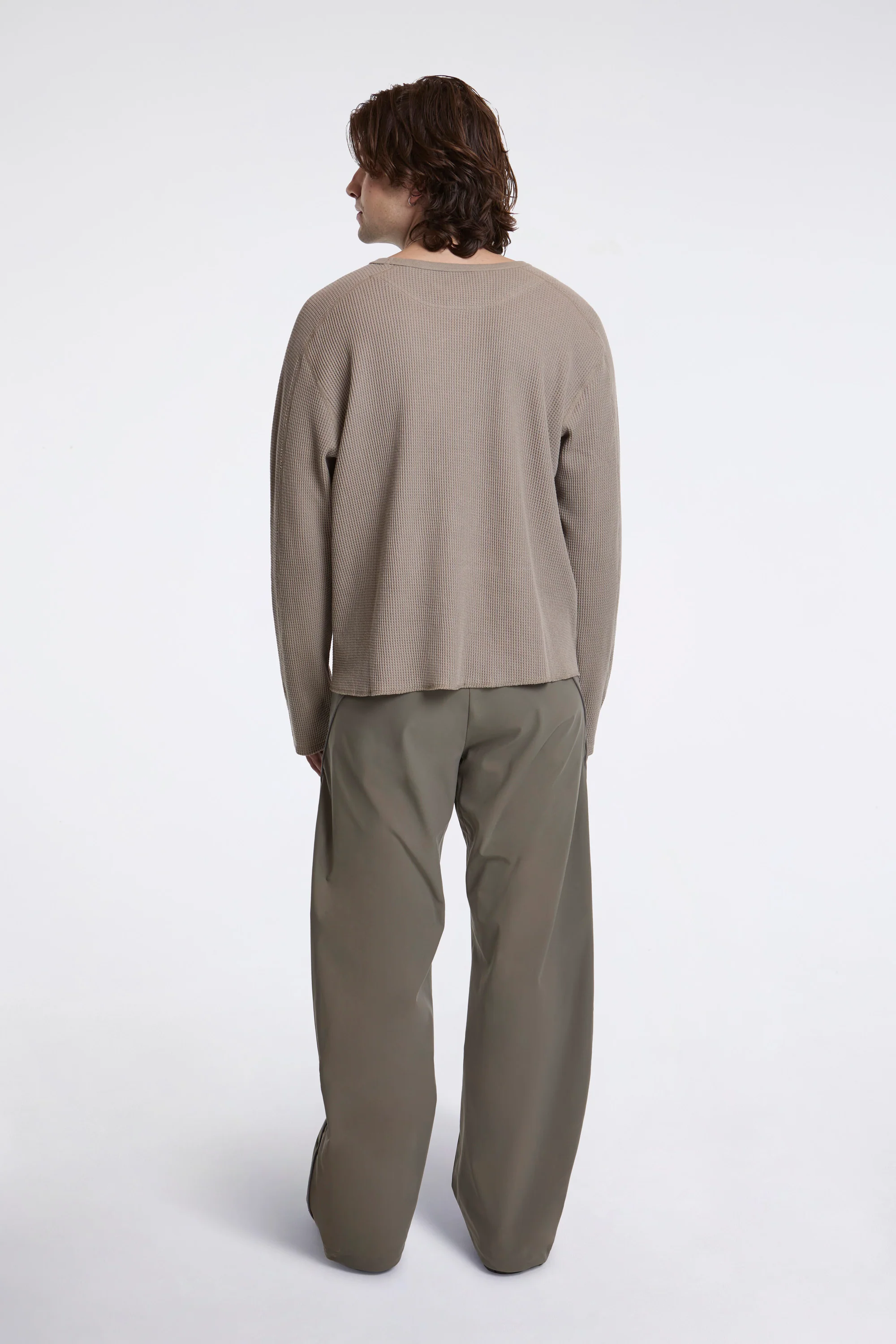 Long Sleeve Waffle Tee Stone Grey - Image 6
