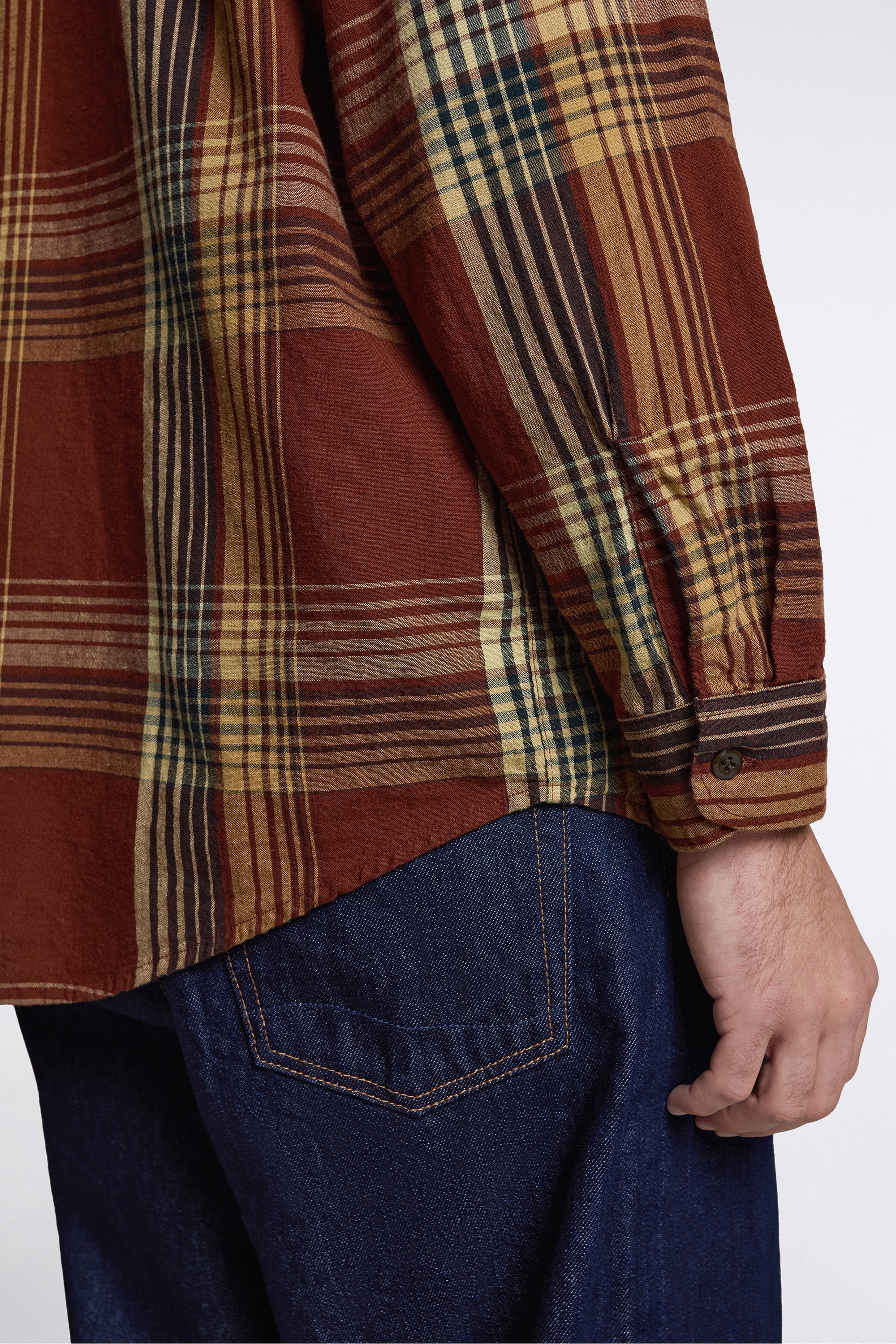 Original Check Work Shirt With Flap Pocket Brown Check - Image 5