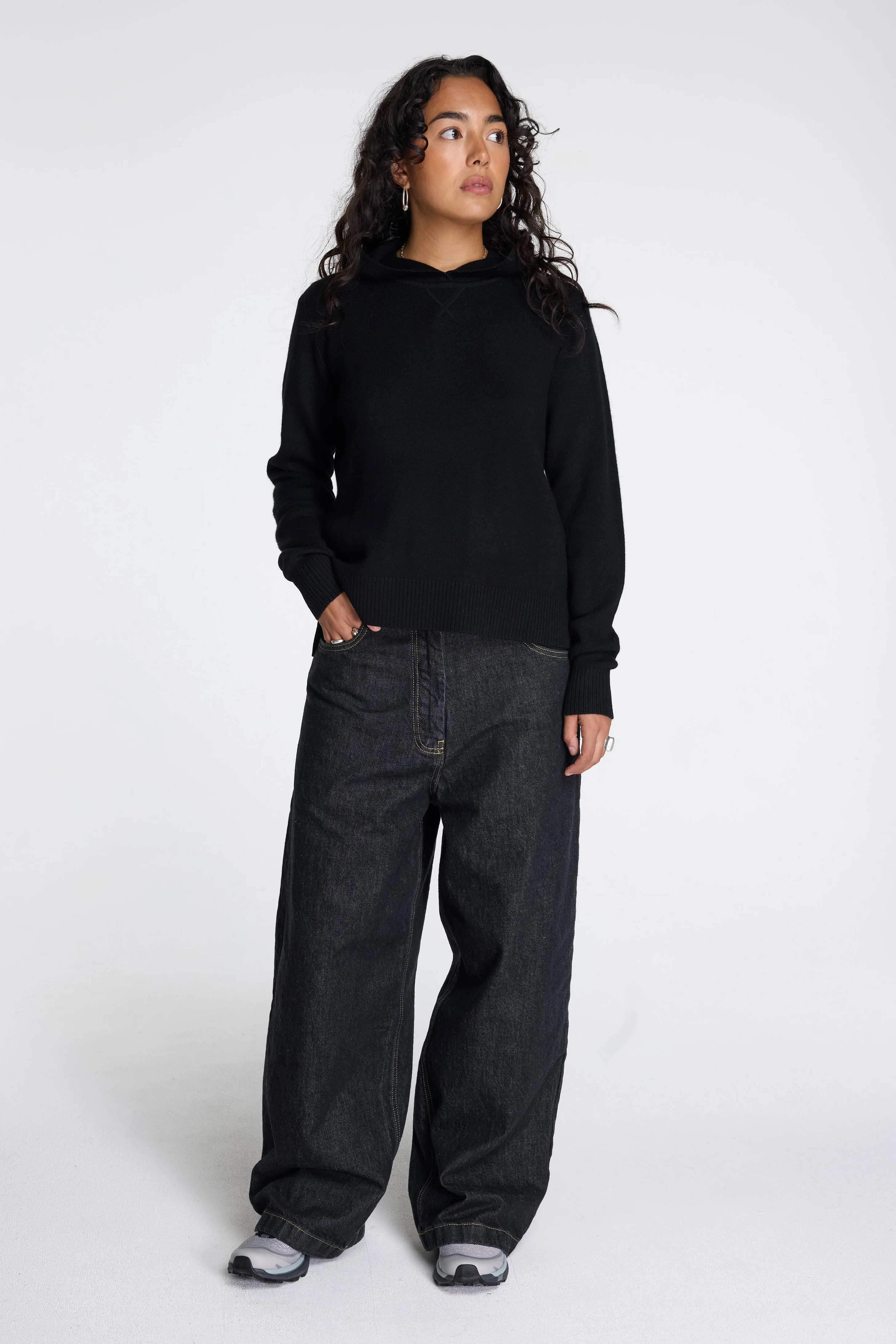Merino Pullover Hoodie Black
